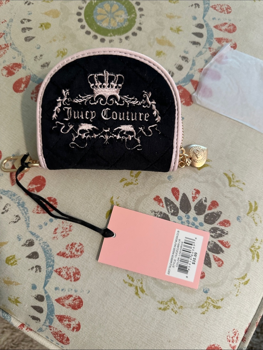 Juicy Couture Juicy Tale Mirror Inside Half Moon Coin Purse Half Moon Coin Purse